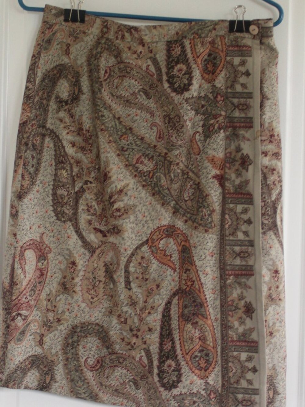 Vintage Talbots silk preppy Green Paisley scarf wrap skirt Sz 8 NWOT